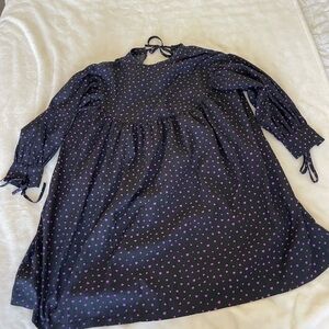 PIECES Black with Purple Heart Dots Puffy Babydoll Dress